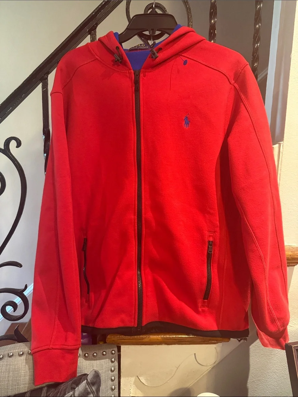Polo by Ralph Lauren Red Full-Zip Hooded Fleece Jacket
